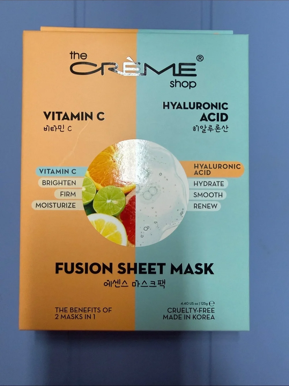 The Crème Shop Fusion Sheet Mask – Vitamin C & Hyaluronic Acid (Orange & Aqua)